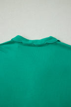 Beau Blue Solid Color Snap Button Polo Collar Short Sleeve Scallop Hem Mini Dress