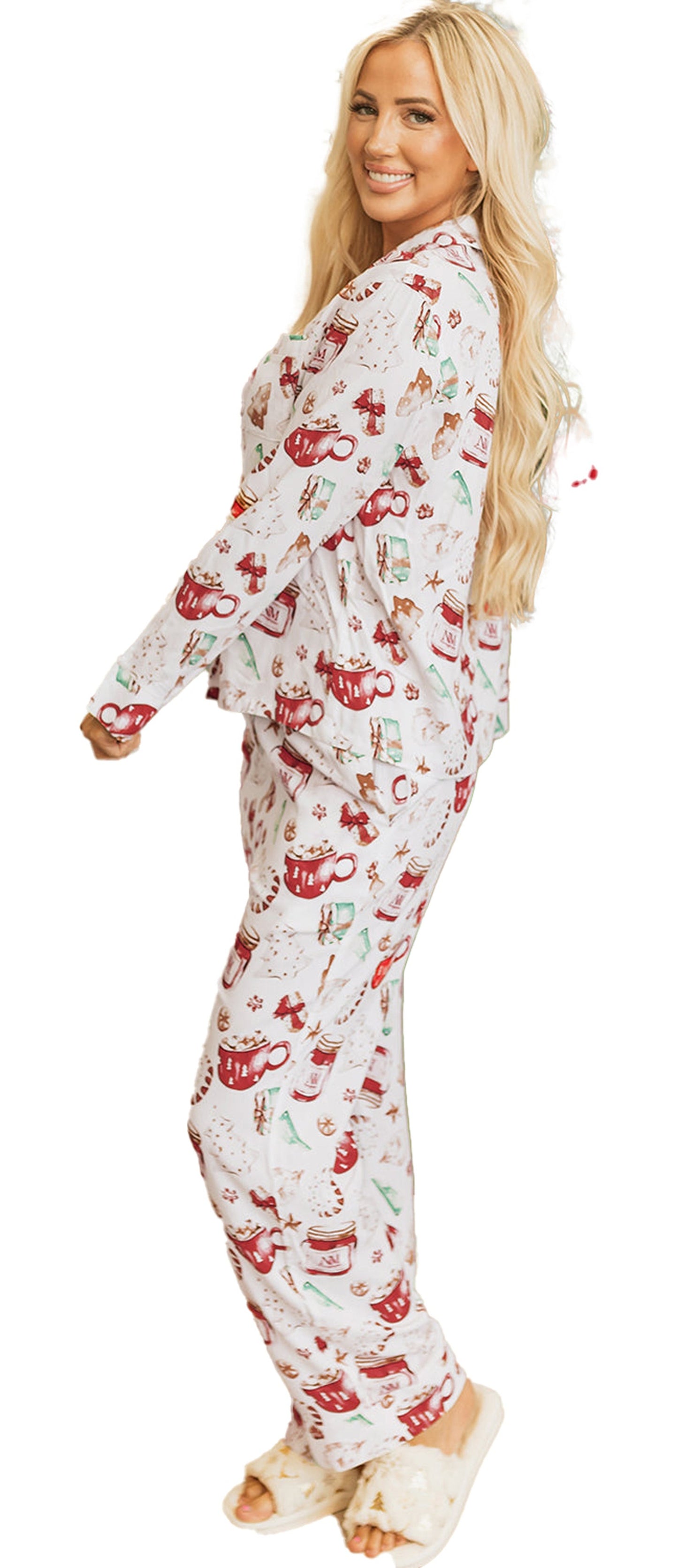 White Christmas Pajama Set For Cozy Nights