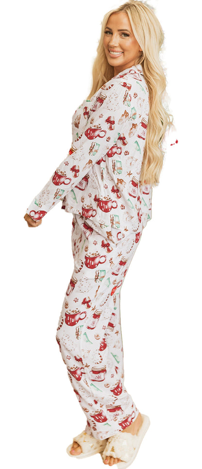 White Christmas Pajama Set For Cozy Nights
