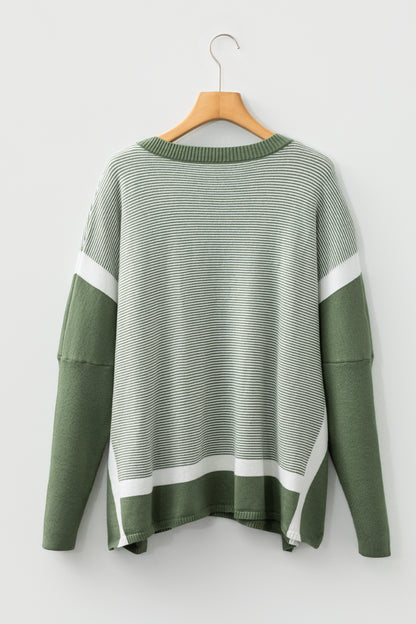Green Stripe Oversized Sweater