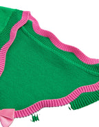 Green Stripe Bow Sweater Cardigan