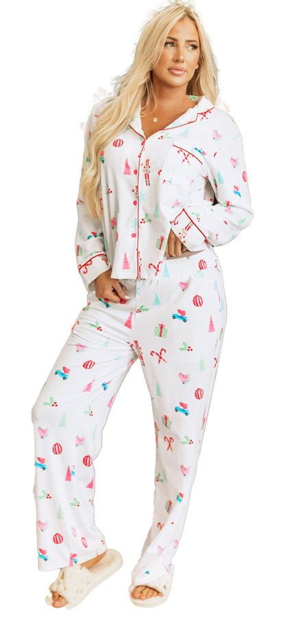 White Christmas Pajama Set For Cozy Nights