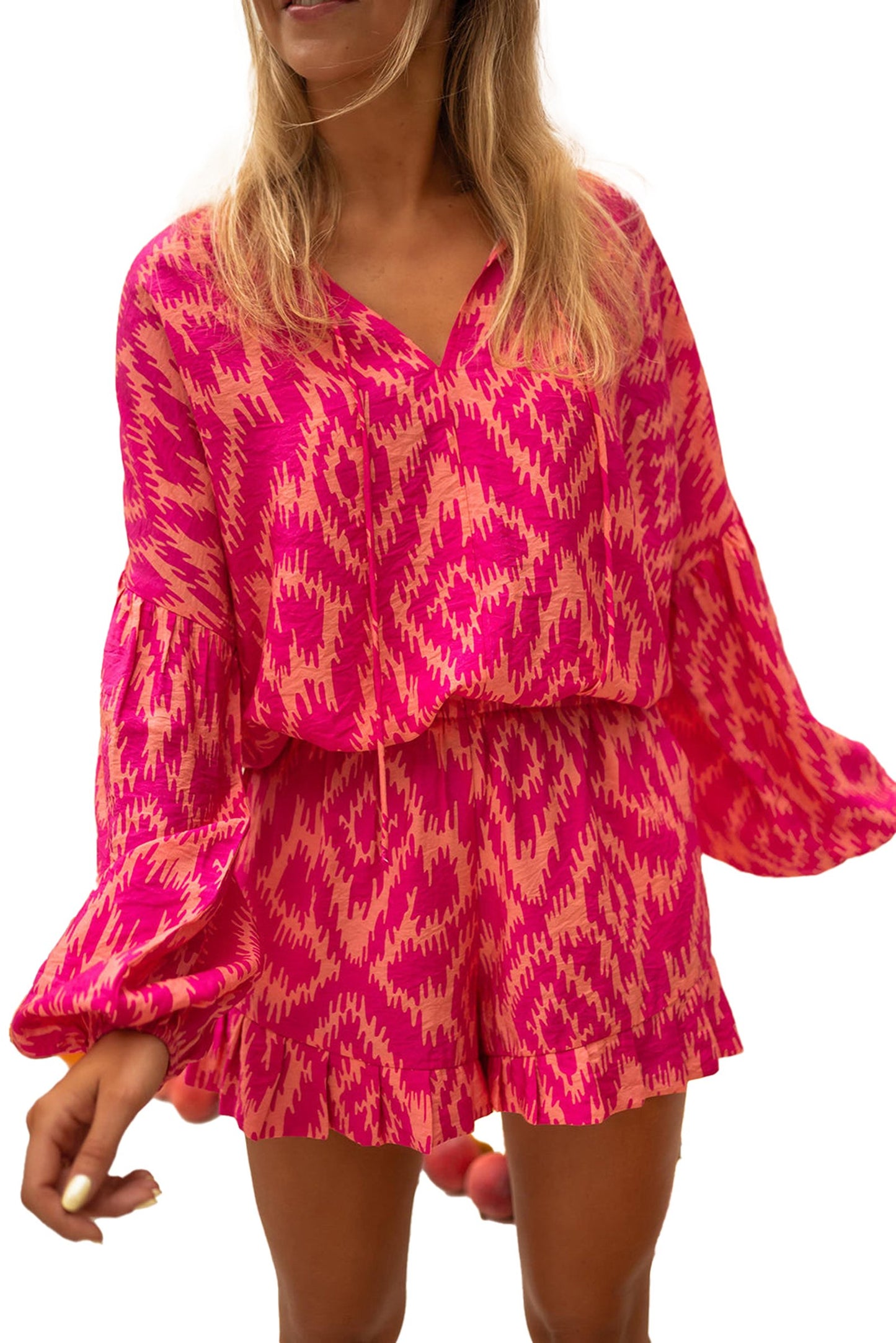 Rose Western Aztec Print Pajama Set
