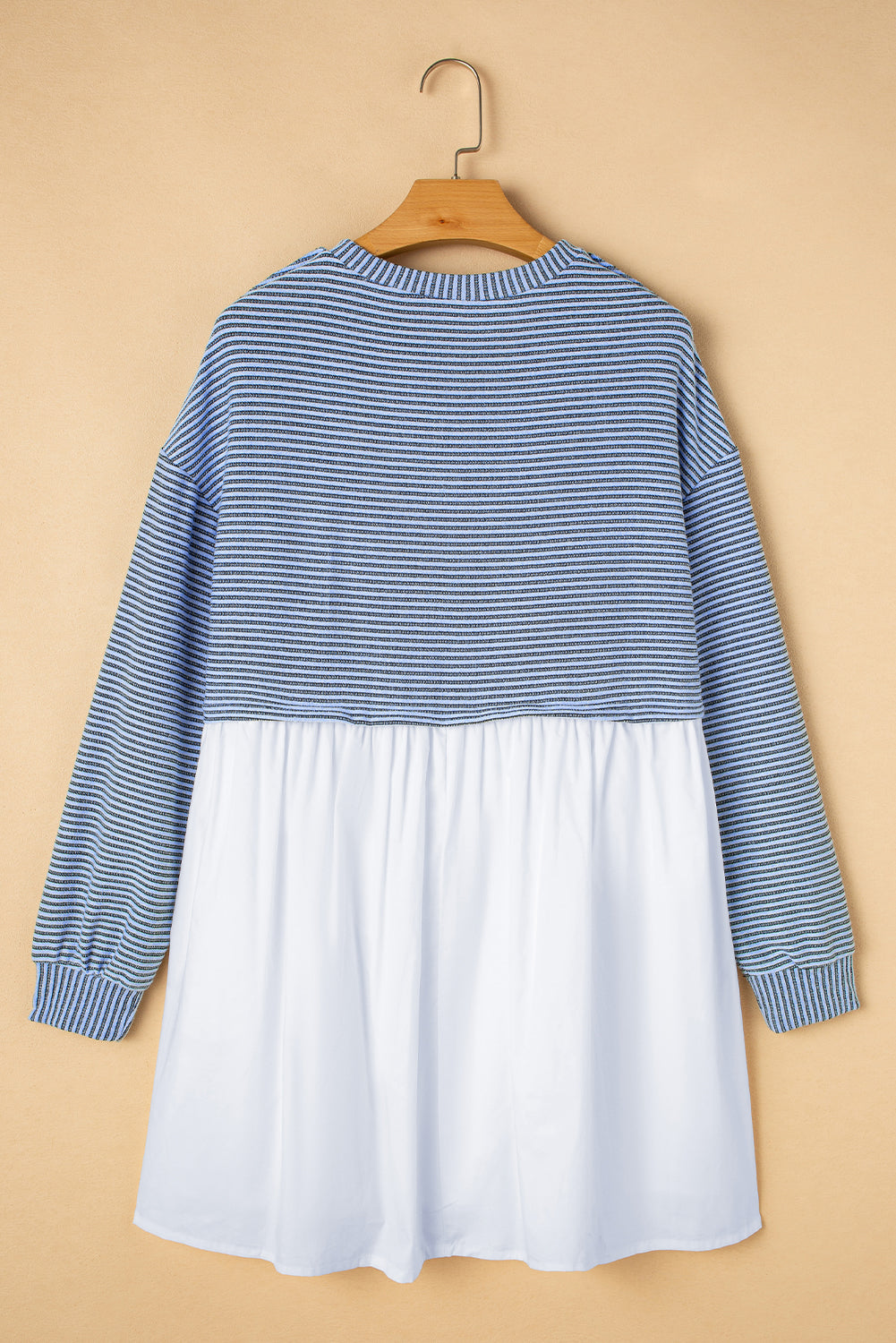 Sky Blue Stripe Patchwork Mini Dress Casual