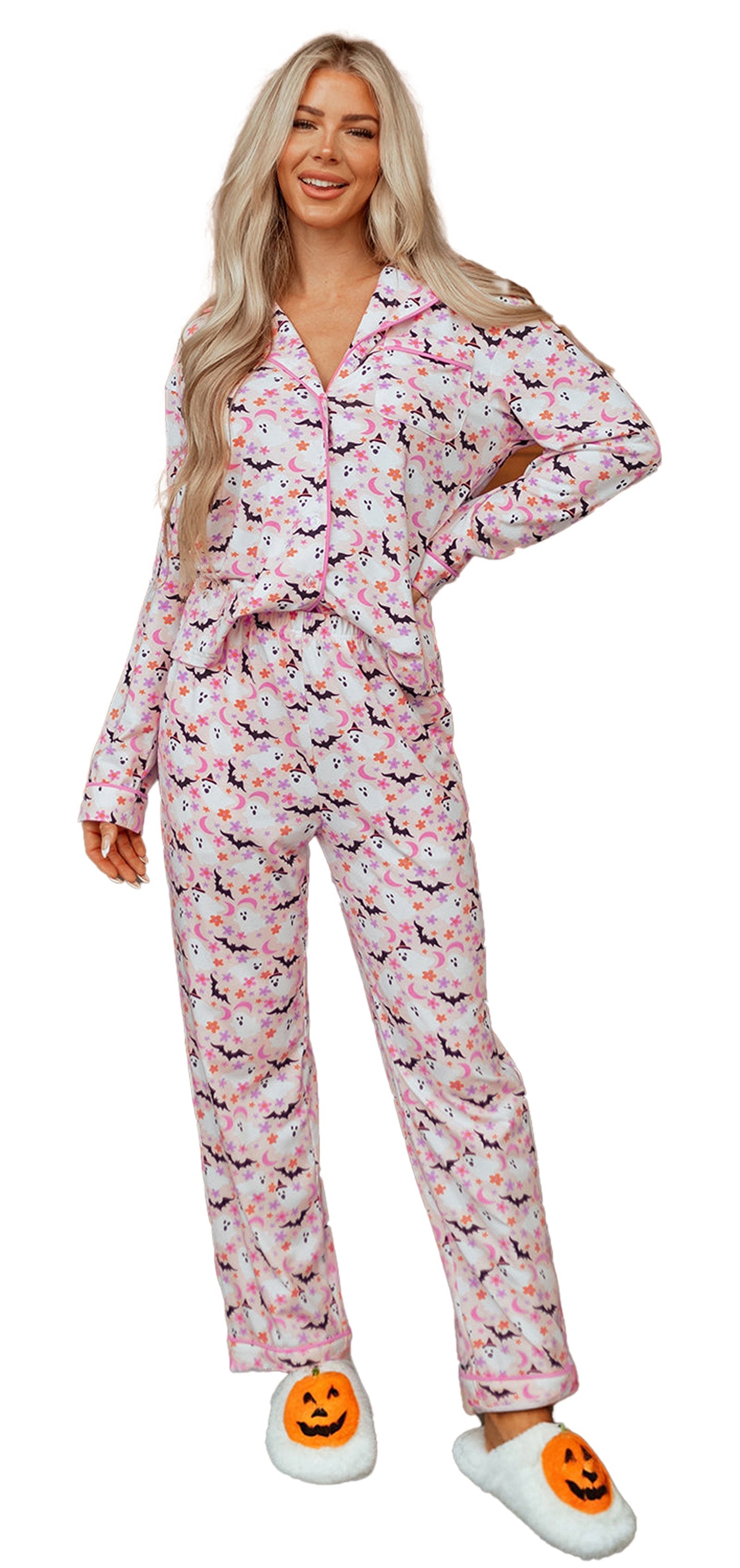 Pink Halloween Pajama Set For Cozy Nights