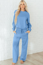 Blue Floral Lounge Set Women Cozy Comfort