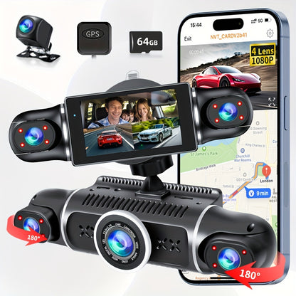4 Channel Dash Cam For Cars With GPS