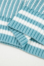 Brown Striped Patchwork Sweater For Trendy Look