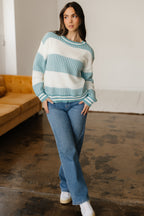 Brown Striped Patchwork Sweater For Trendy Look