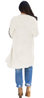 Beige Flower Embroidered Duster Cardigan