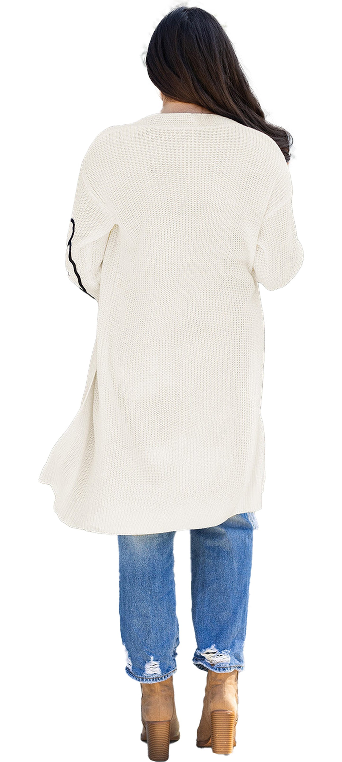 Beige Flower Embroidered Duster Cardigan