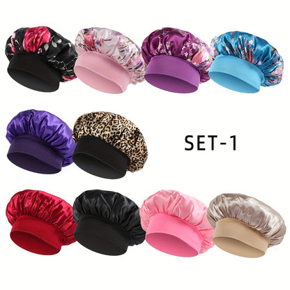 Satin Hair Bonnet Set For Women 10 Pack
