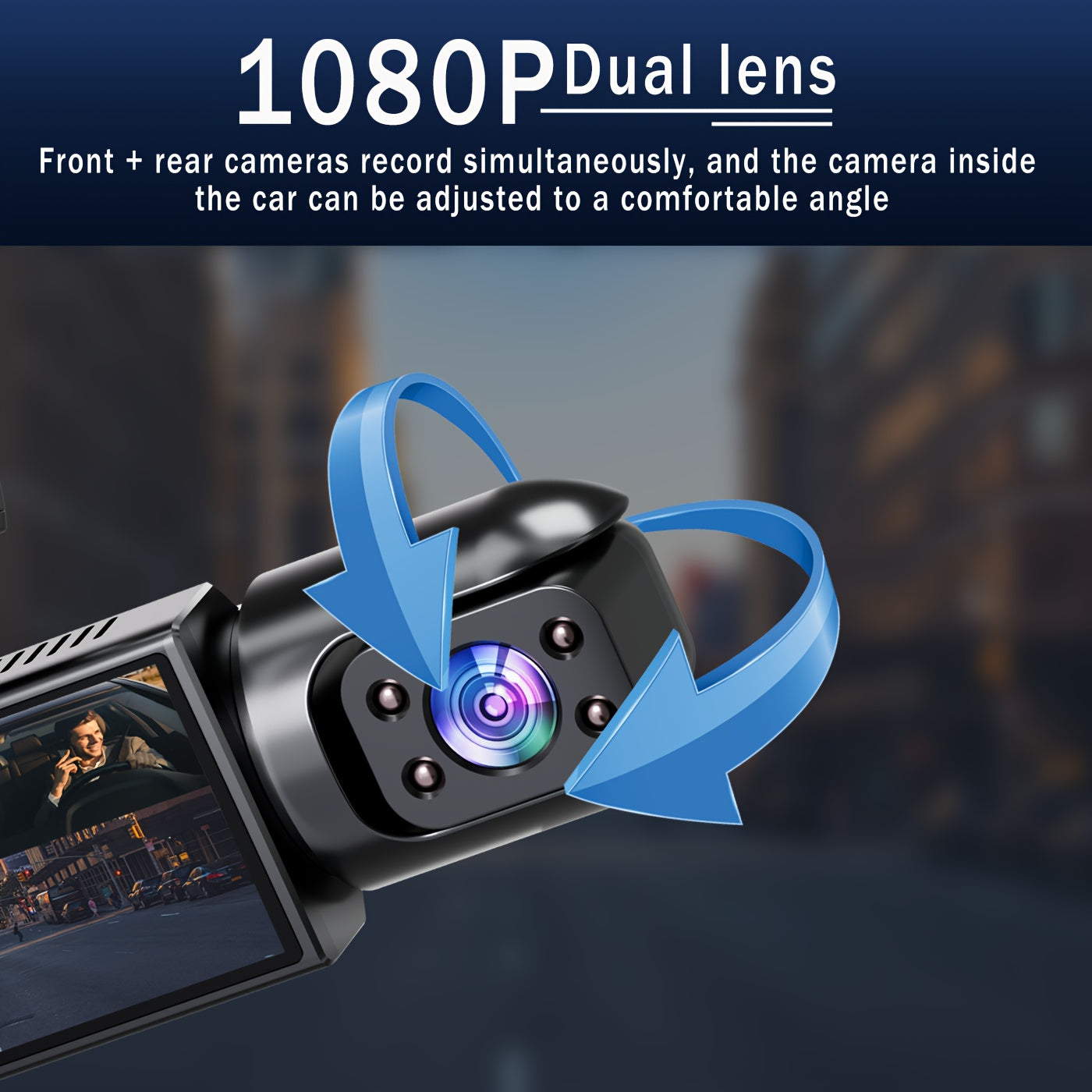 1080p Dual Dash Cam With Night Vision