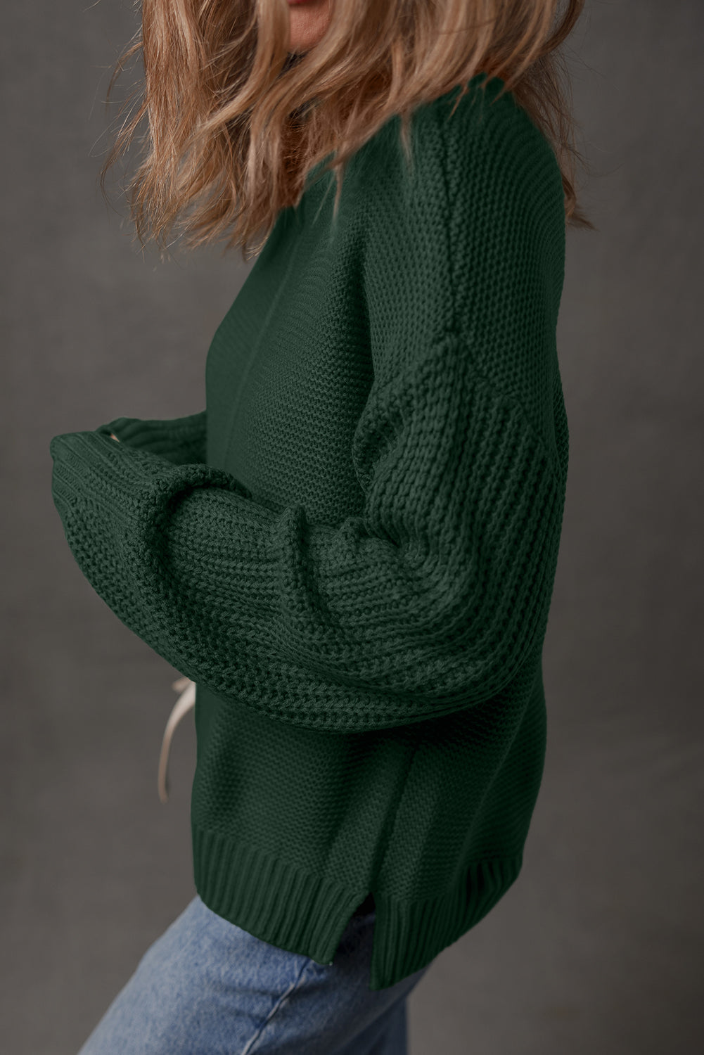 Mist Green Loose Sweater For Trendy Looks