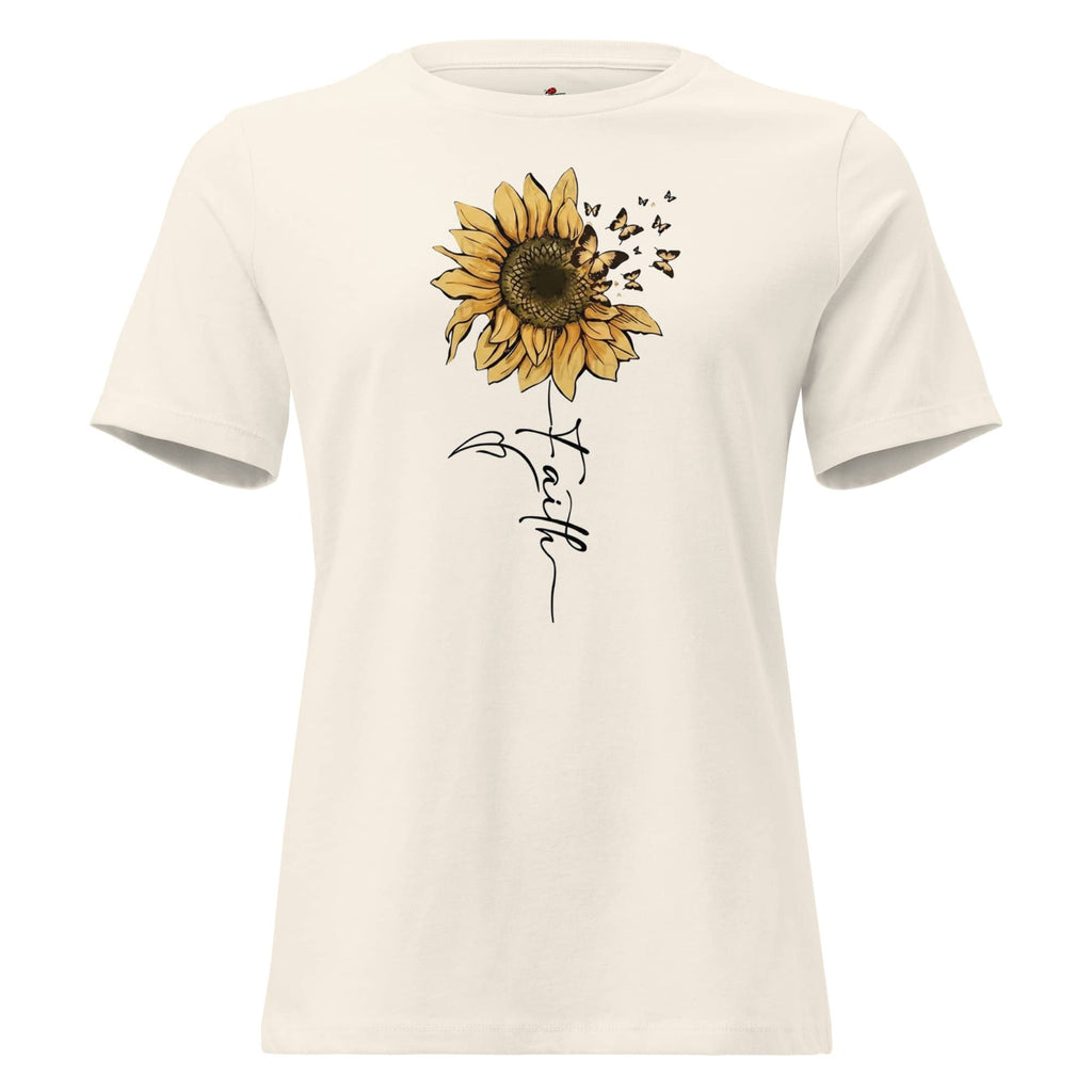 Faith Sunflower Butterfly Shirt for Women featuring a sunflower and butterfly design