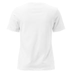 Back view of a white Faith Sunflower Butterfly Shirt for Women by LuckeLadybug LLC