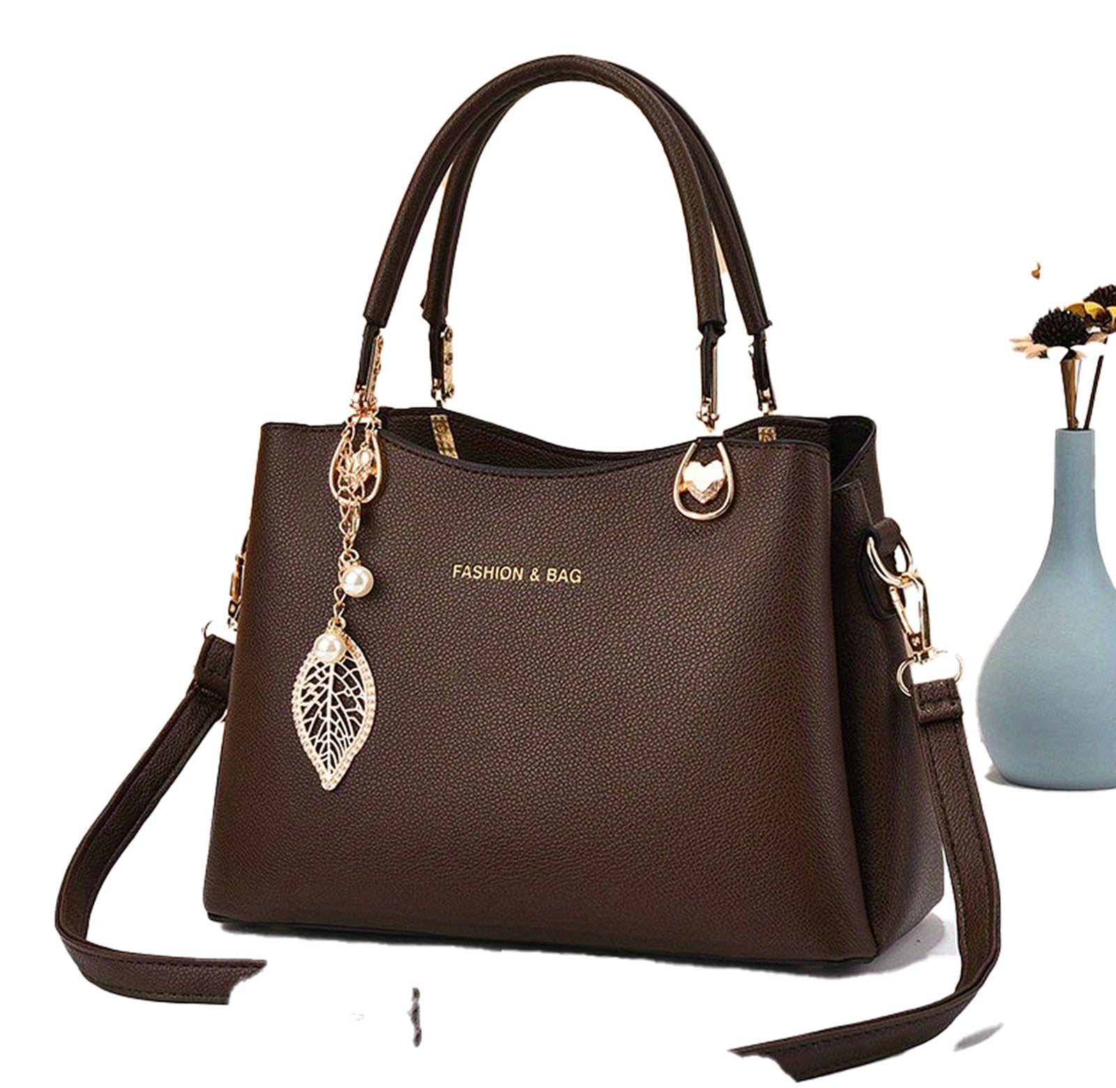 Elegant white handbag for women with stylish gold accents and a removable strap