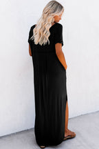 Black T-Shirt and maxi dress from LuckeLadybug LLC with side pockets and a stylish design