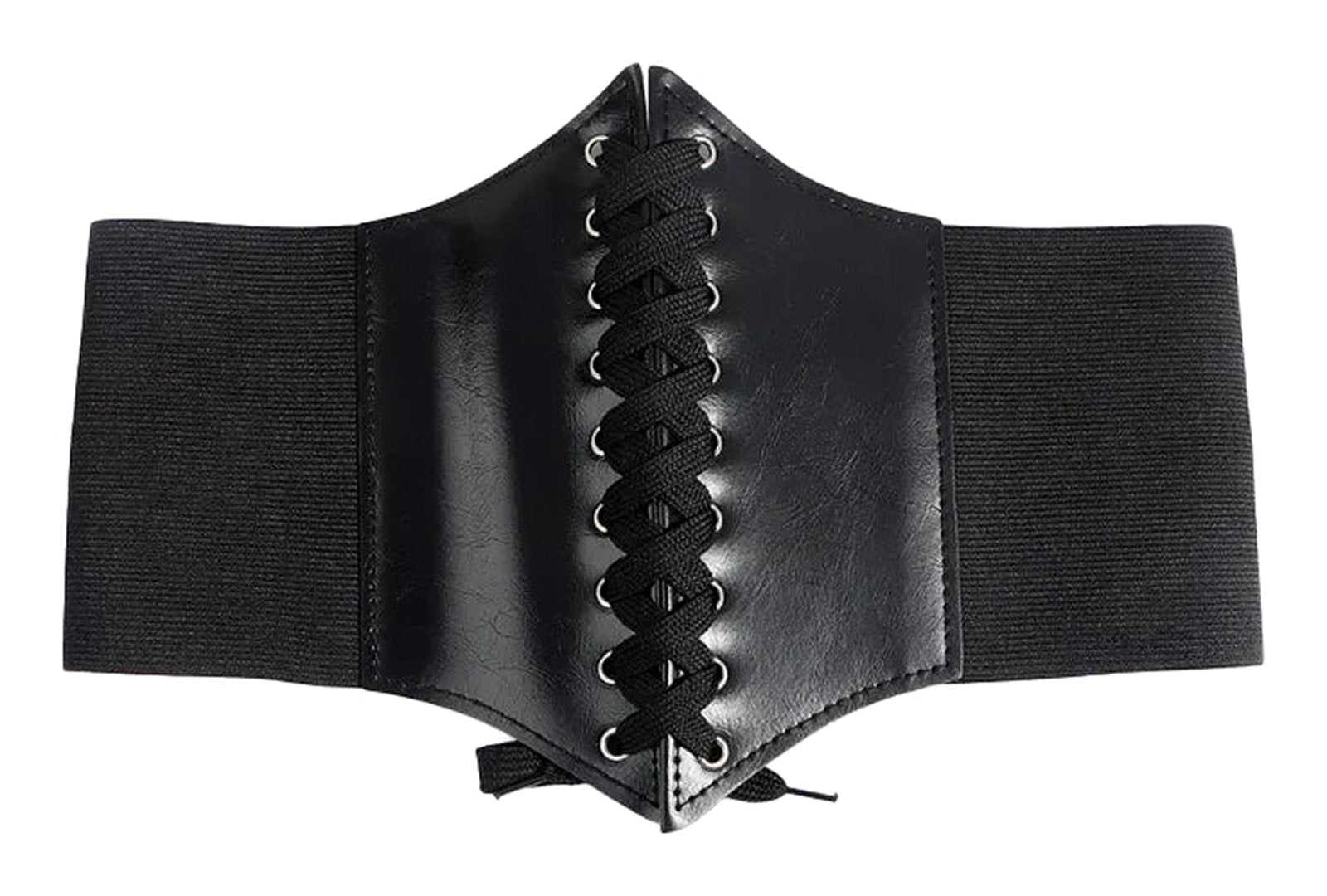 LuckeLadybug fashion corset belt for women in black with lace-up design for stylish waist support