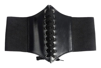 LuckeLadybug fashion corset belt for women in black with lace-up design for stylish waist support