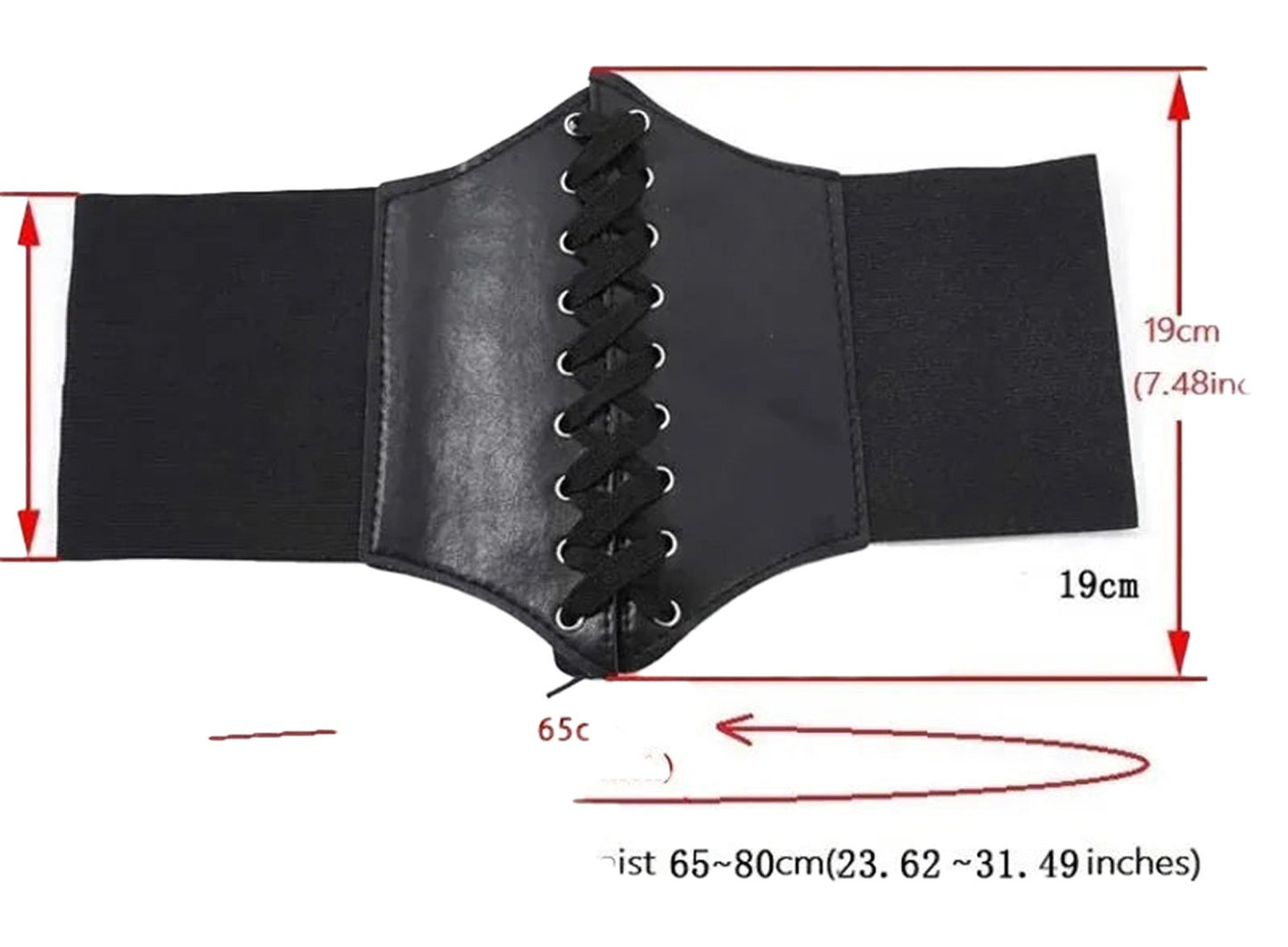 Black LuckeLadybug fashion corset belt for women with adjustable lace-up design and elastic sides