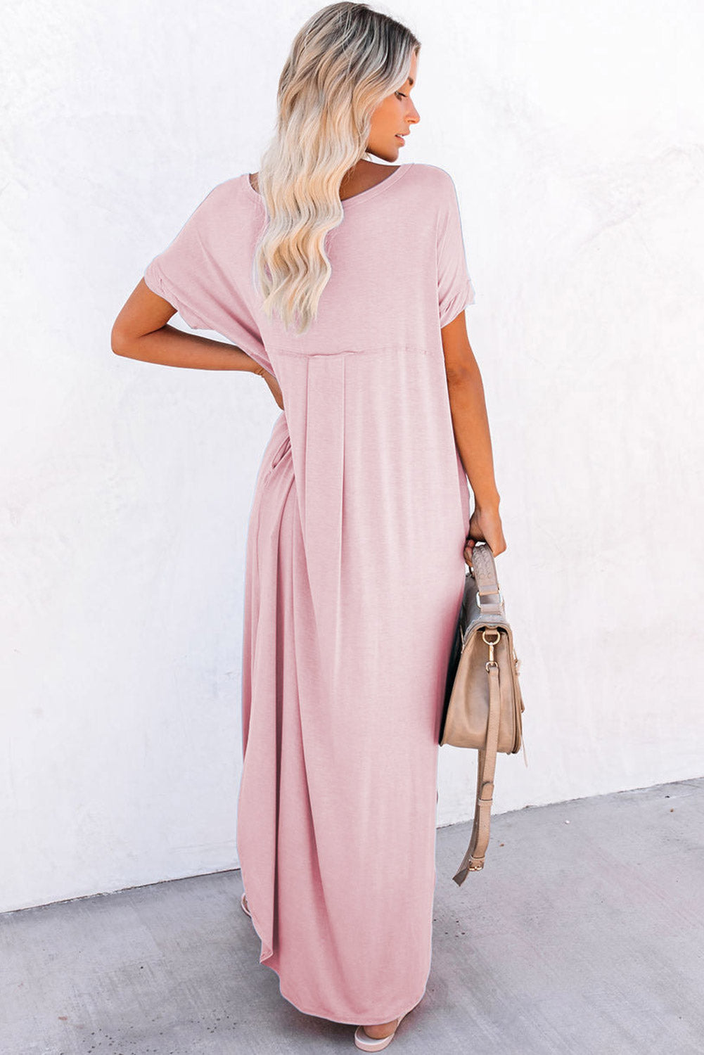 Pink LuckeLadybug LLC T-Shirt and maxi dress with flowing design and relaxed fit for casual wear