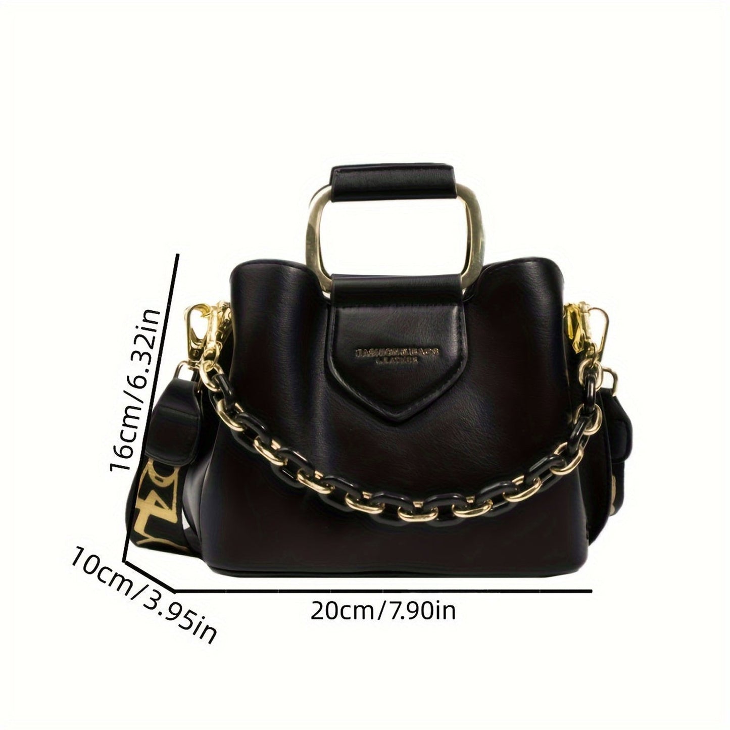 LuckeLadybug LLC fashion top handle bucket bag in black with gold hardware for stylish outings