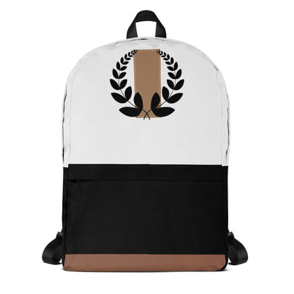 LuckeLadybug black white and brown fashion backpack with laurel design fashionable school backpack for teens
