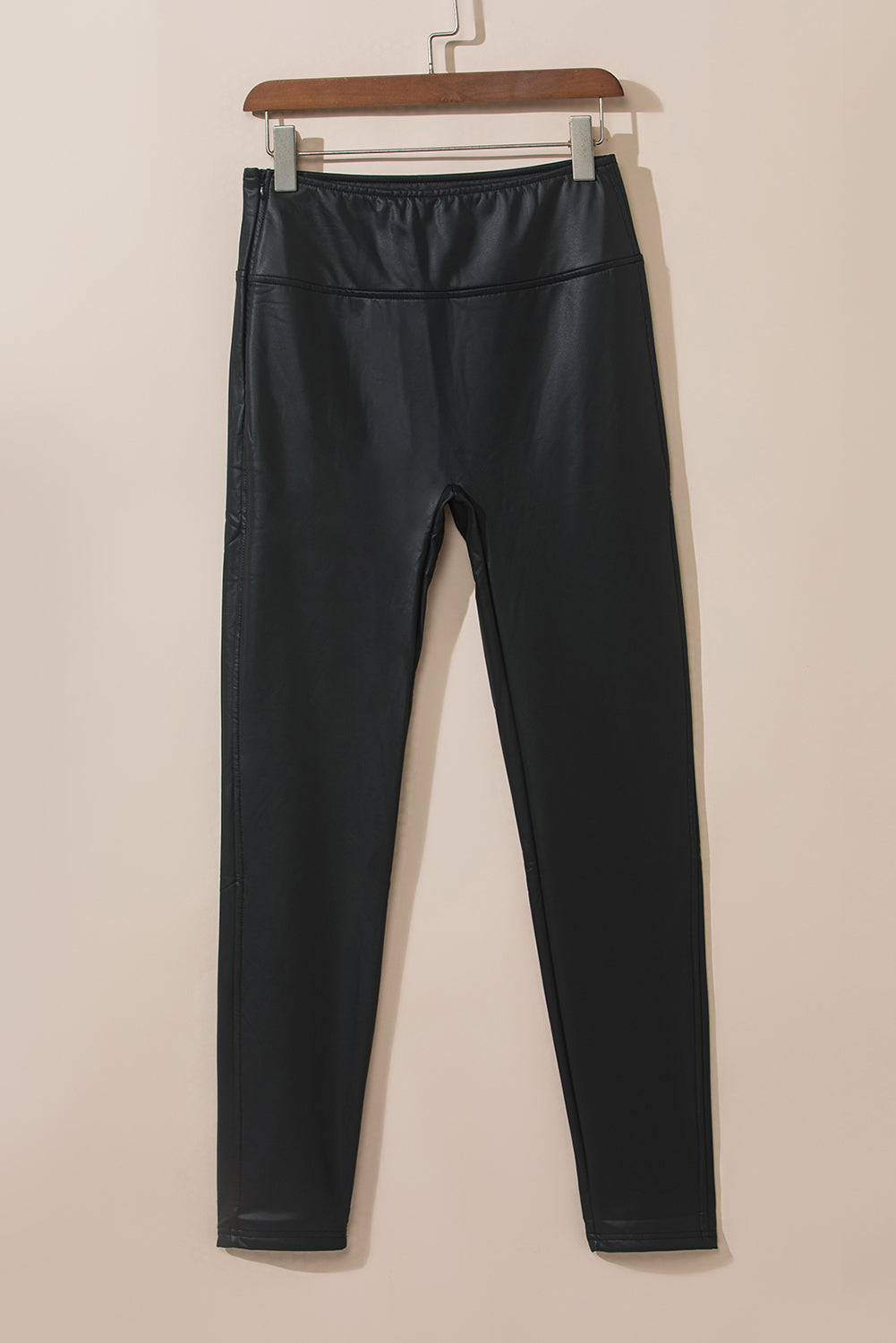 LuckeLAdybug LLC black leggings made from faux leather material for stylish comfort