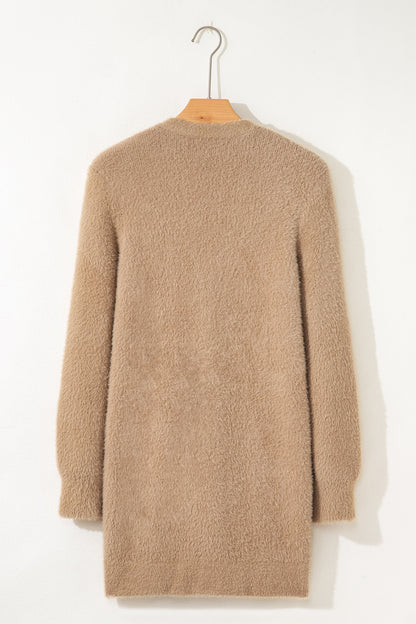 Dear-Lover Smoke Gray Fuzzy Cardigan For Cozy Style