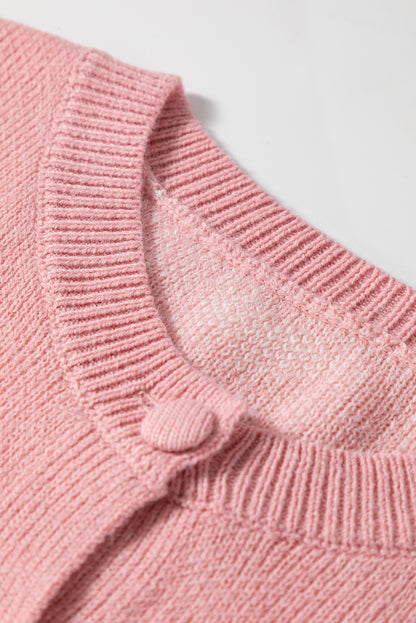 Light Pink Heart Cardigan Sweater