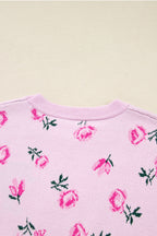 Floral Print Cropped Sweater For Trendy Style