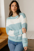Brown Striped Patchwork Sweater For Trendy Look