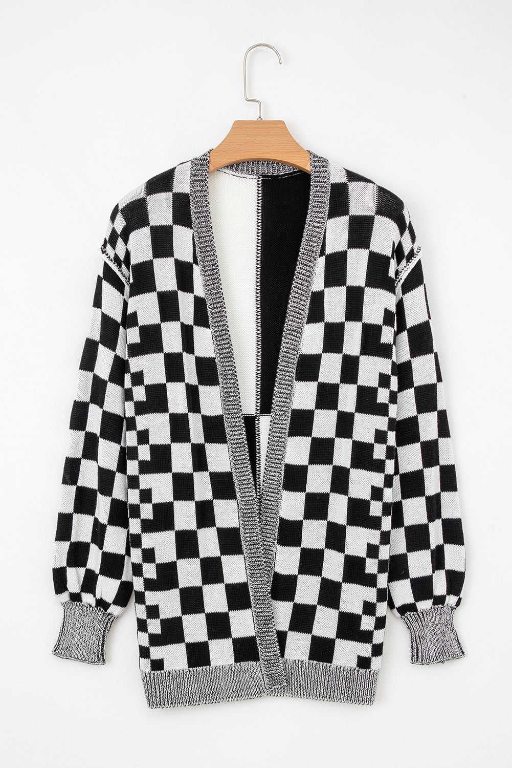 Black Checkered Cardigan For Trendy Style