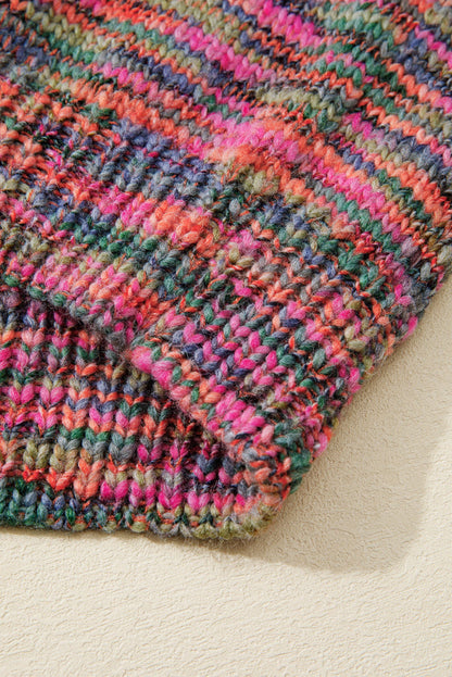 Purple Space Dye Sweater For Trendy Looks