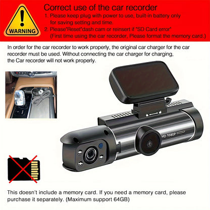 1080p Dual Camera Dash Cam With Night Vision