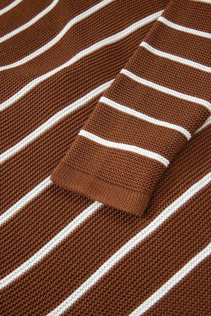 Chestnut Striped Tie Front Cardigan