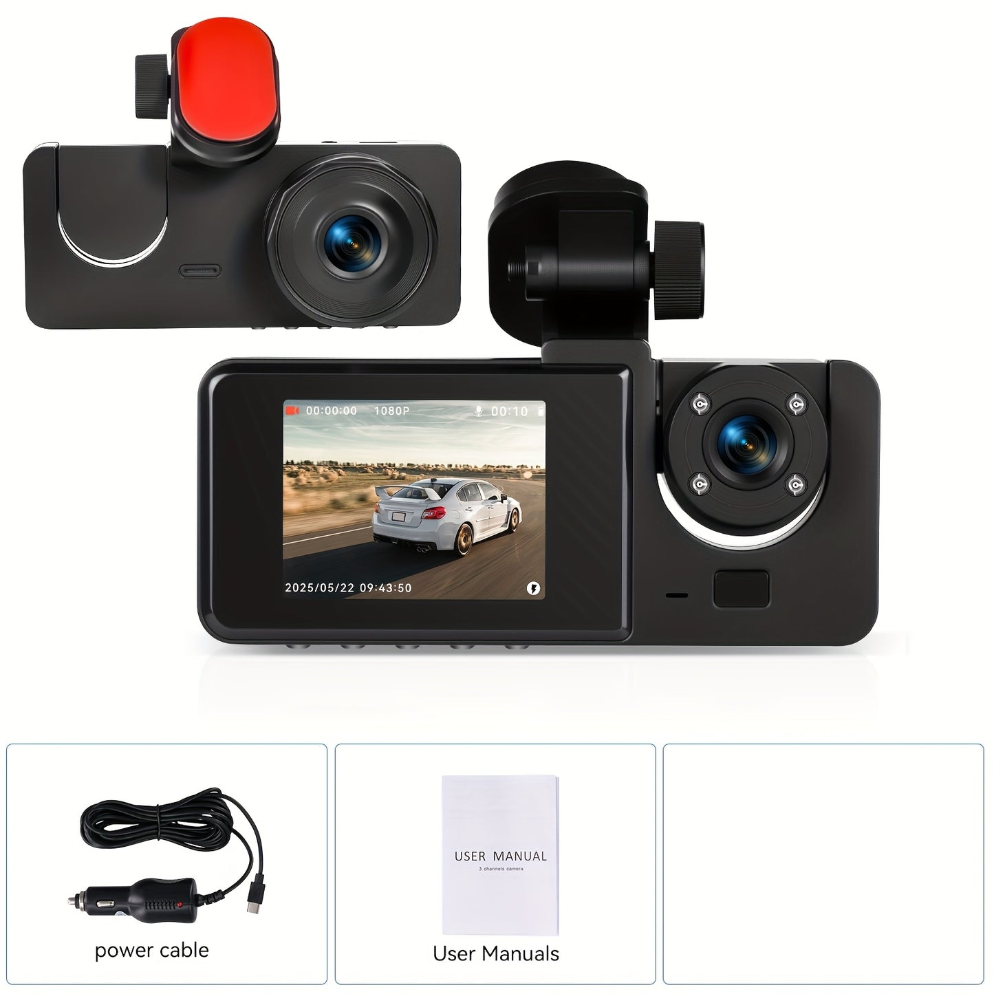 1080p Dual Dash Cam With Night Vision
