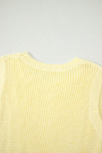 Yellow Cream Solid Color Cropped Knit Knot Back Cutout Sweater Tank