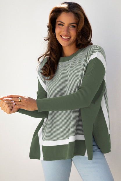 Green Stripe Oversized Sweater