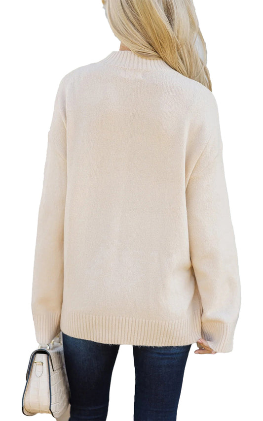 White Embroidered Flower Sweater