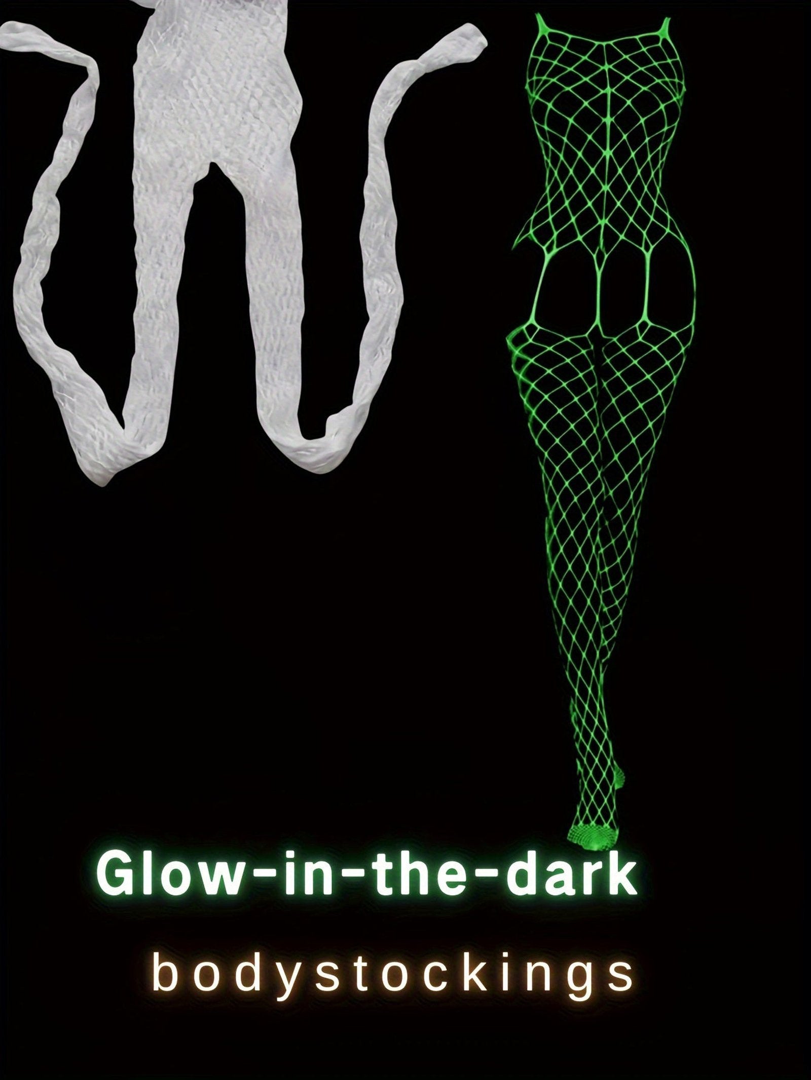 Luminous Fishnet Bodystocking - Open Crotch Women's Hot Lingerie &