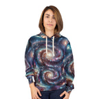 LuckeLadybug astronomy themed hoodie for men with galaxy spiral design and cosmic colors