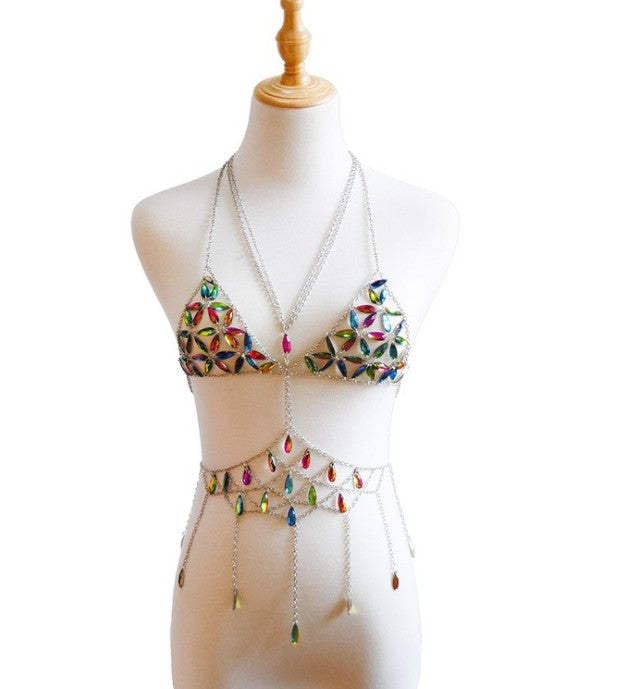 LuckeLadybug Stylish Tank Top with Colorful Gem Accents for Festivals and Parties