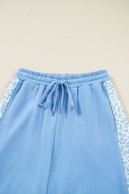 Blue Floral Lounge Set Women Cozy Comfort