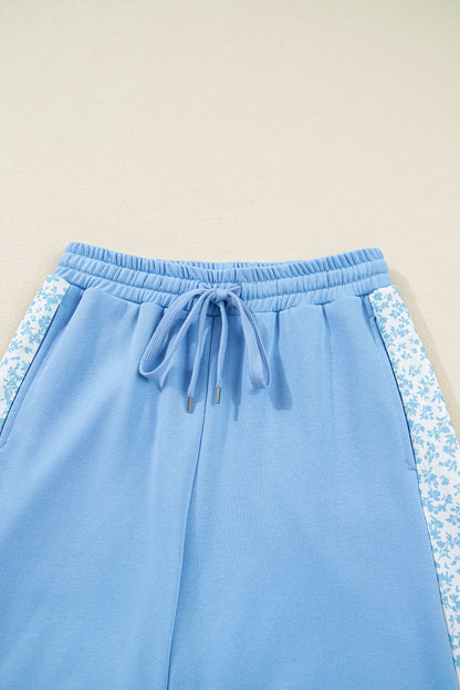 Blue Floral Lounge Set Women Cozy Comfort