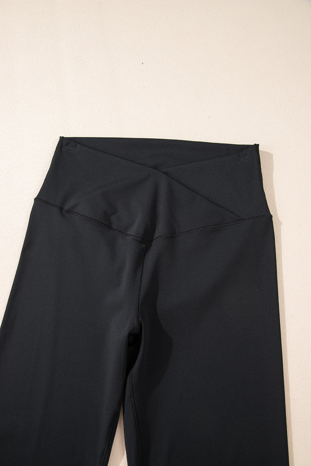 LuckeLAdybug LLC black flared leggings with a high waistband for comfort and style