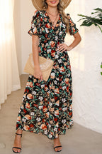 LuckeLadybug LLC Fit and Flare maxi dress in floral pattern, perfect for summer gatherings