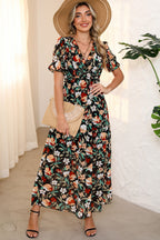 LuckeLadybug LLC Floral Fit & Flare Dress and maxi dress with Short Sleeves and Ruffled Details