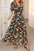 LuckeLadybug Fit & Flare floral and maxi dress with short sleeves and a cinched waist